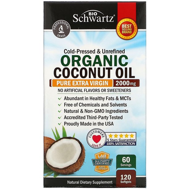 Organic Coconut Oil, 1,000 mg , 120 Softgels, BioSchwartz