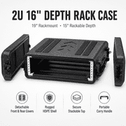 2U Rack Case 12" Deep with Microphone Compartments - Watertight, Dust Proof, Portable Flight Case for 19" Rack Mount Equipment