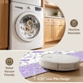 thumbnail image 5 of ODIKA 2'x3' Ultra-Soft Accent Mat, Delicate Lavender Blossom Scattered Botanical Round With Border None Washable, Bare feet friendly, Easy Care Indoor rug for Bedside, Footrest, 5 of 7