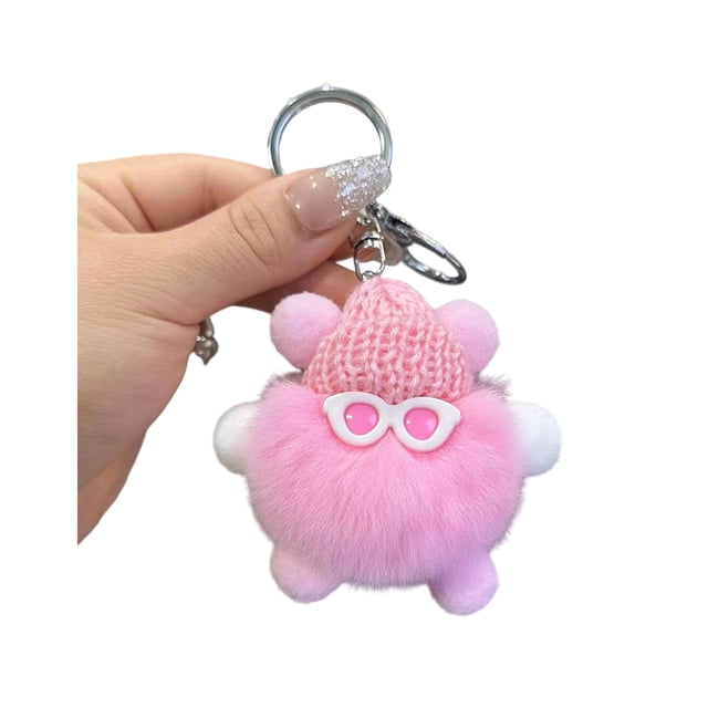 Llavero de peluche de conejo de peluche con forma de muñeca de dibujos animados, accesorio decorativo para bolso o coche, regalo de apoyo emocional.
