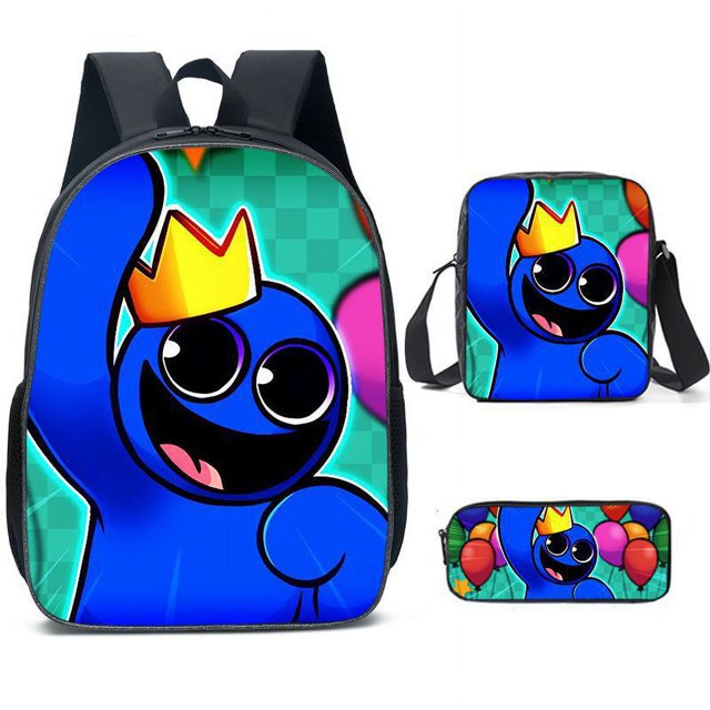 LOHILL Rainbow Friends Mochila Impresa En 3D + Satchel + Estuche Para Lápices Conjunto De Niños Unisex De Gran Capacidad De Hombro