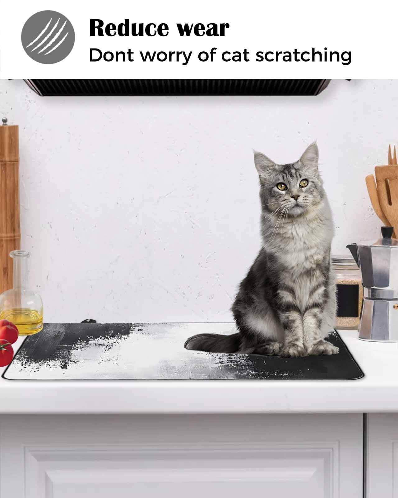 nqOlkjepod Large Induction Cooktop Protector Mat 36"x21", Black Gray White Stove Top Covers for Electric Stove, Minimalism Abstract Ombre Aesthetic Stove Burner Cover Mats, Glass Top Stove Cover