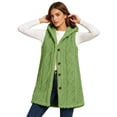 thumbnail image 3 of Jsaierl Women's Cable Knit Hooded Long Vest Button Down Sleeveless Cardigan Cozy Fall Winter Layering Outwear, 3 of 10