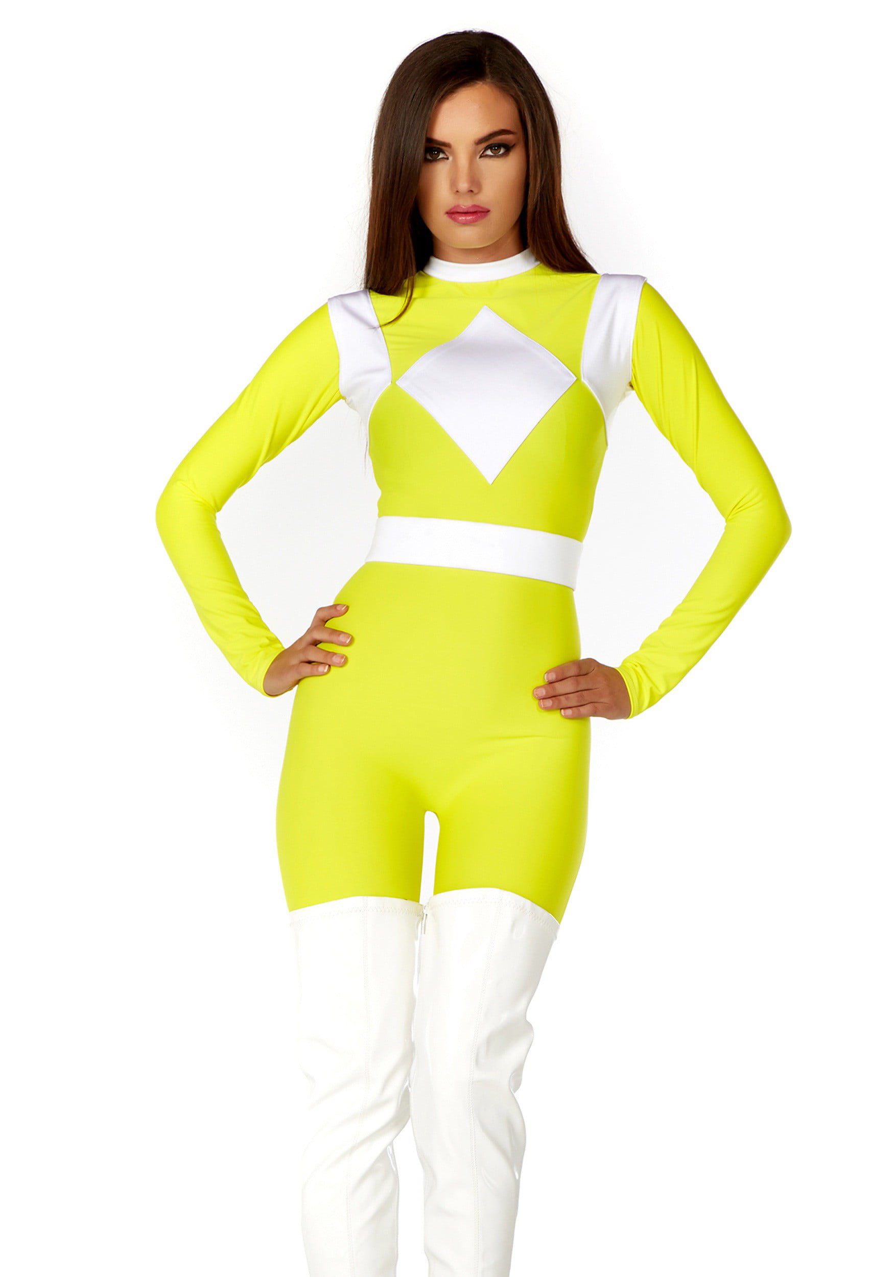 Women's Yellow Ranger 2nd Skin Fancy Dress Costume 