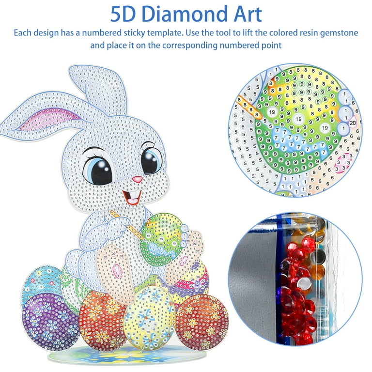 DIY Special Shaped Diamond Painting Table Ornament Easter Bunny Egg  Rhinestone Art Mosaic Home Desk Decor Craft Kit Holiday Gift 