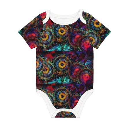

Matuu Mandala Colorful for Baby Short-Sleeve Bodysuit Soft Cotton Comfortable and Breathable Perfect for Newborns and Infants