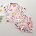 thumbnail image 5 of Cethrio Kids Girls Pajamas Sets, Comfy Button Down 2 Piece Short Sleeve Kids Sleepwear Pink Size 3-4 T, 5 of 9