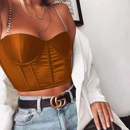 

Women s Bustier Corset Crop Top Sexy Camisole Spaghetti Strap Tank Vest Top Summer Streetwear Clubwear