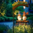 thumbnail image 5 of HONGLAND Metal Gnomes Swing Solar Lights - Outdoor Garden Decor with Welcome Sign, 5 of 10