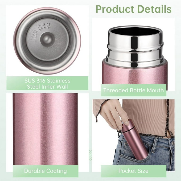2PCS Mini Water Bottles, 5 Oz Mini Water Flask, Portable Purse Water Bottles,  Leak Proof Vacuum Insulated Bottle, Double Wall Stainless Steel Thermal  Bottles Keep Drinks Hot and Cold for Coffee Tea 