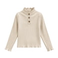 thumbnail image 3 of Sakuulaan Girls Long Sleeve Tops,Ribbed Knit Ruffle Neck Lace Button Fall Winter School Casual Shirt, 3 of 6