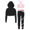 thumbnail image 2 of TiaoBug Kids Girls Tracksuit Sports Bra Hooded Crop Tops Leggings Set Jazz Dancewear Activewear Pink 16, 2 of 5