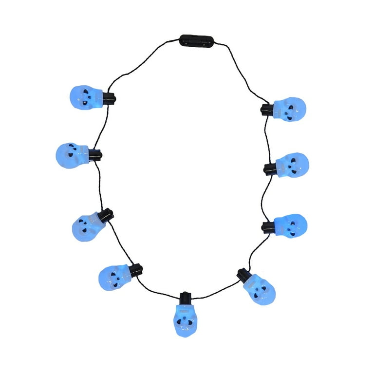 Glow Dark Skull LED Light Up Necklace Halloween Costume Jewelry Party Supplies Glow Dark Skull LED Light Up Necklace Halloween Costume Jewelry Party Supplies