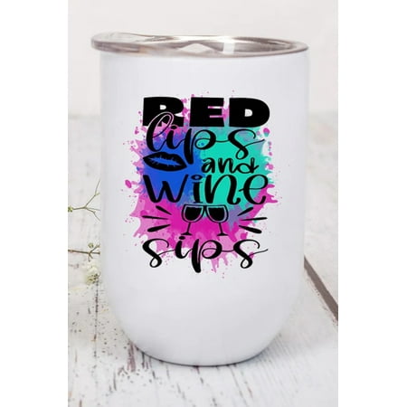 

Red Lips and Wine Sipe Graphic Wine Tumbler
