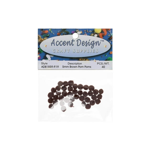 PA Ess Pom Pom 5mm 40pc Brown