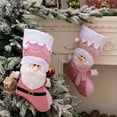 thumbnail image 6 of ievspot Christmas Pink Stocking Santa Claus Snowman White Top Reusable Xmas Tree Hanging Gift Bag Hanging Sock Pendant Party Decoration Supplies, 6 of 8