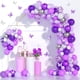 thumbnail image 1 of Kit de guirnalda de globos morados, globos de látex blancos y plateados, lavanda, morado, lila, globos de confeti de mariposa 3D para compromiso, fiesta de cumpleaños, Baby Shower, 1 of 1