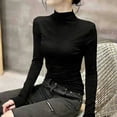 thumbnail image 5 of ClodeEU Womens Turtleneck Long Sleeve Shirts,Ribbed Slim Fit Basic Lightweight Thermal Underwear Tops Black,Womens Plus M, 5 of 7