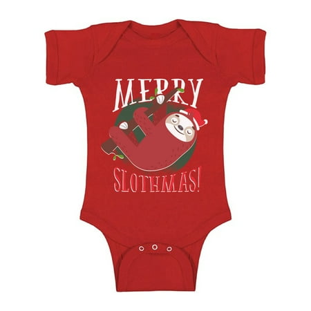 

Awkward Styles Ugly Xmas Baby Outfit Bodysuit Merry Slothmas Christmas Romper