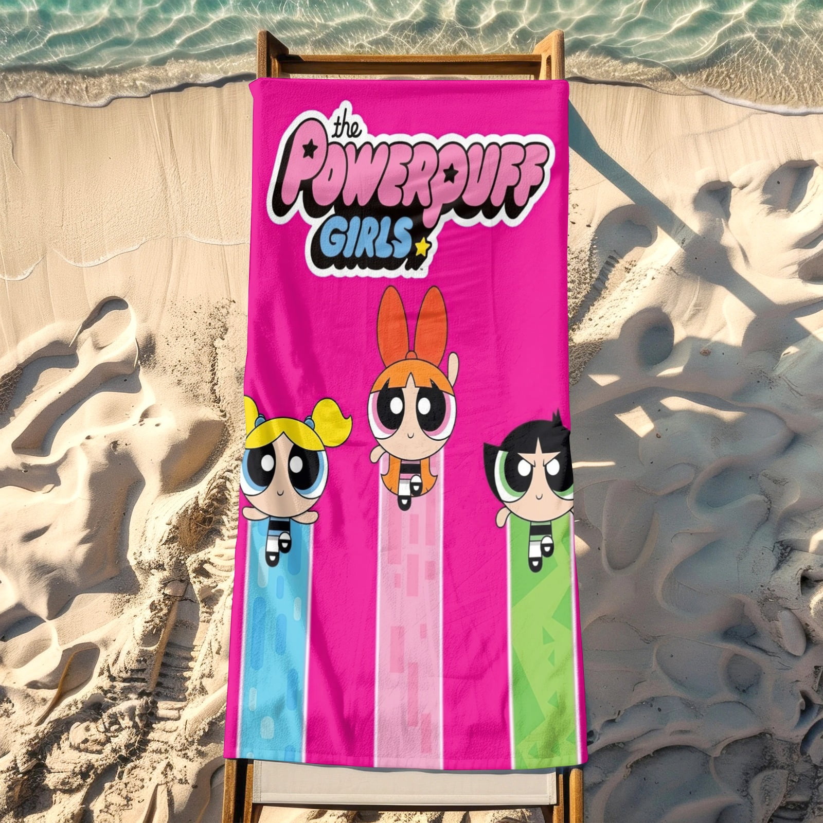 Powerpuff Girls Gifts Beach Towel for Women Girl Birthday Inspired Fan Bath Outdoor Music Lover