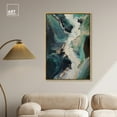 thumbnail image 3 of Sage River Blue Abstract Canvas Wall Art by Art Remedy, Gold Floater Frame, 30"x45", 3 of 7