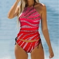 thumbnail image 2 of Bathing Suit For Women- Women's Two Piece Irregular Striped Printed Swimsuit Tankini Swimsuit Set, Bikini Femme, 2 of 5