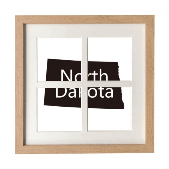 North Dakota America USA Map Outline Frame Wall Tabletop Display 4 Openings Picture