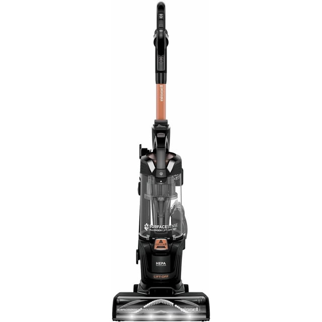 BISSELL SurfaceSense Allergen Lift-Off Pet, Bagless, Upright Vacuum, Pet Friendly, Surface Detect Technology, LED Headlights, Tangle-Free Brush Roll, 3415, Black & Copper