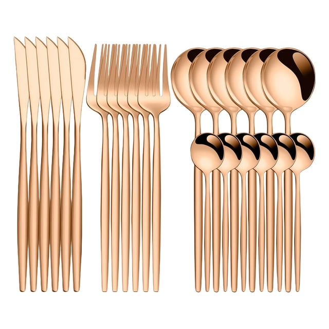 24 piezas de vajilla familiar, juego de cubiertos, cubiertos, juego de comedor, utensilio para festival Sunnimix Vajilla de cena
