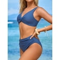 thumbnail image 5 of Sociala Women Ruched Two Piece Swimsuit Knot Twist Bikini Set V Cut Bathing Suits 2026 Swimwear, 5 of 7