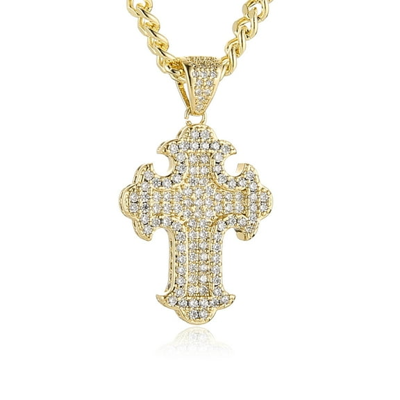 HZMAN 14K Gold Plated Necklace for Women Small Dainty Cubic Zirconia Cross Necklace Pendant Christian Faith Amulet Jewelry Gift
