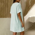 thumbnail image 7 of Blmnix Shift Woman Dress Button Down with Pockets Striped Dress Under Dress Green Crew Neck Mini Short Sleeve Adaptable Ladies Summer Dresses S, 7 of 7