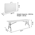 thumbnail image 6 of Deluxe 8 foot x 30 inch Fold-in-Half Blow Molded Folding Table, White, 6 of 6