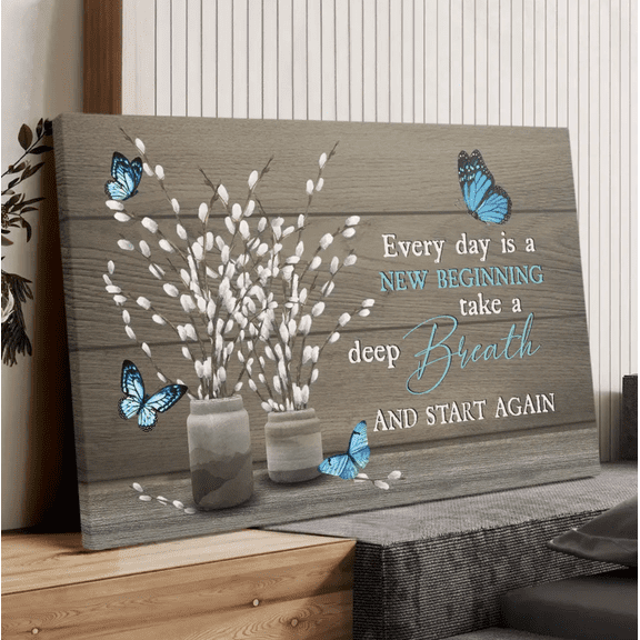 Vintage Butterfly Flower Christian Canvas Wall Art Decor, Bible Verse Canvas Print Artwork, Inspirational Religious Home Decor for Office Living Room Bedroom, Christian Faith Gift Decor