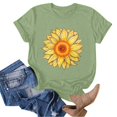 thumbnail image 2 of TSADFHJI Hauts Scintillants pour Femmes Bleu Mode Décontractée Confort Simple Tournesol Imprimé Col Rond Manches Courtes T-Shirt Haut TTG Vert, 2 of 5