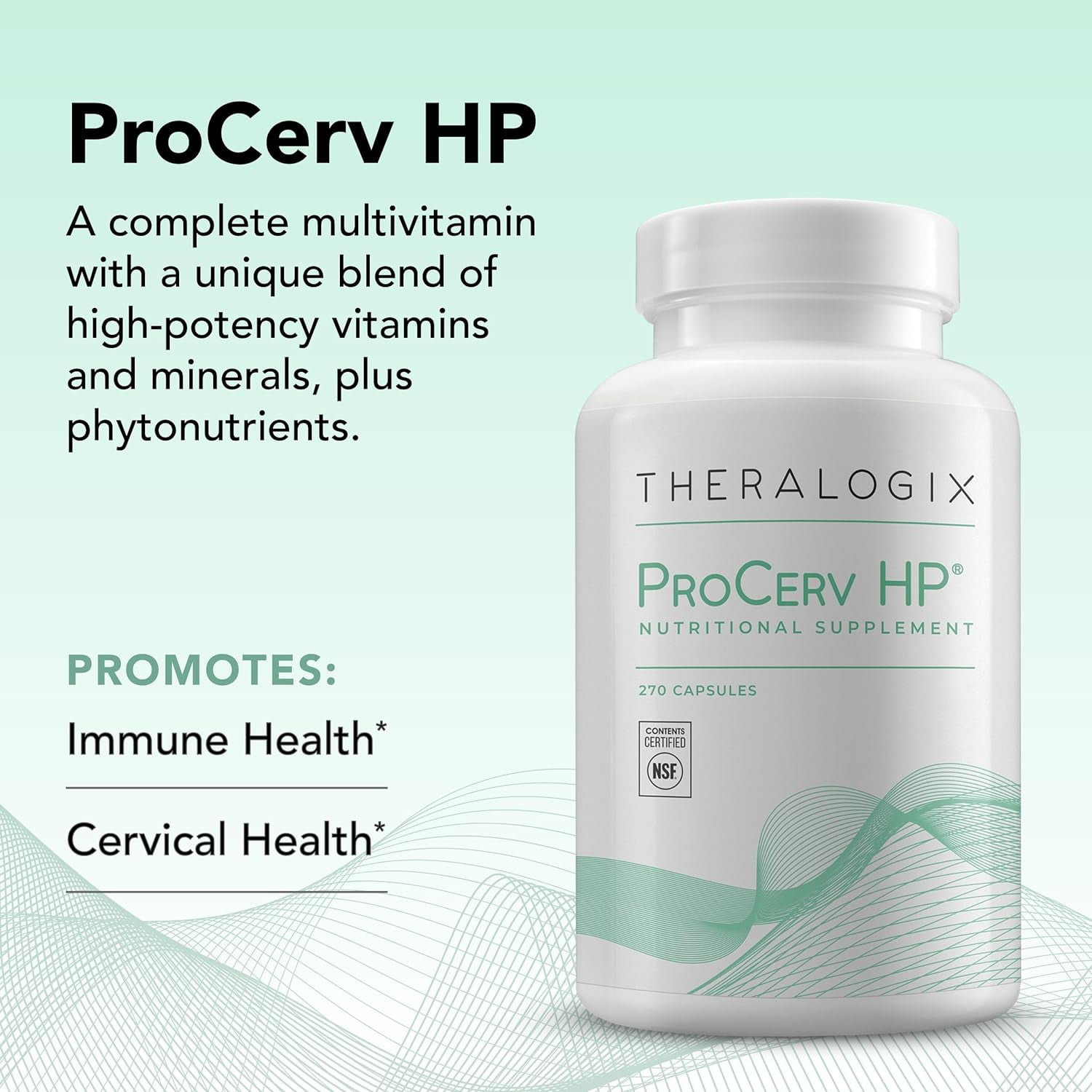 Theralogix ProCerv HP High-Potency Multivitamin - 90-Day Supply - Support for Women & Men - Immune Support Supplement* - includes B Vitamins, Vitamin C, Vitamin D & Zinc - NSF Certified - 270 Capsules