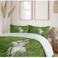 thumbnail image 6 of Ambesonne Nature Duvet Cover Set, Cat and Butterfly, 2-Calking, Fern Green White Grey, 6 of 7