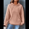 thumbnail image 4 of Sudadera con Capucha para Mujer, Informal, de Larga, con Cordón Ajustable, Estilo Waffle, Holgada, con Bolsillo Rosa XXXL, 4 of 10