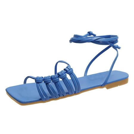 

zuwimk Sandals Women Women s Low Kitten Strappy Sandals Heels Open Toe Ankle Strap Bridal Dress Wedding Shoes Blue