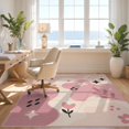 thumbnail image 3 of Design&I 8'x10' Washable Area Rug Sleek Flatweave Pet Friendly Pink Cream Whimsical Floral and Abstract Shapes Elegant Blend of Playful Botanicals for King Size Bedroom, Under Bed, 3 of 7