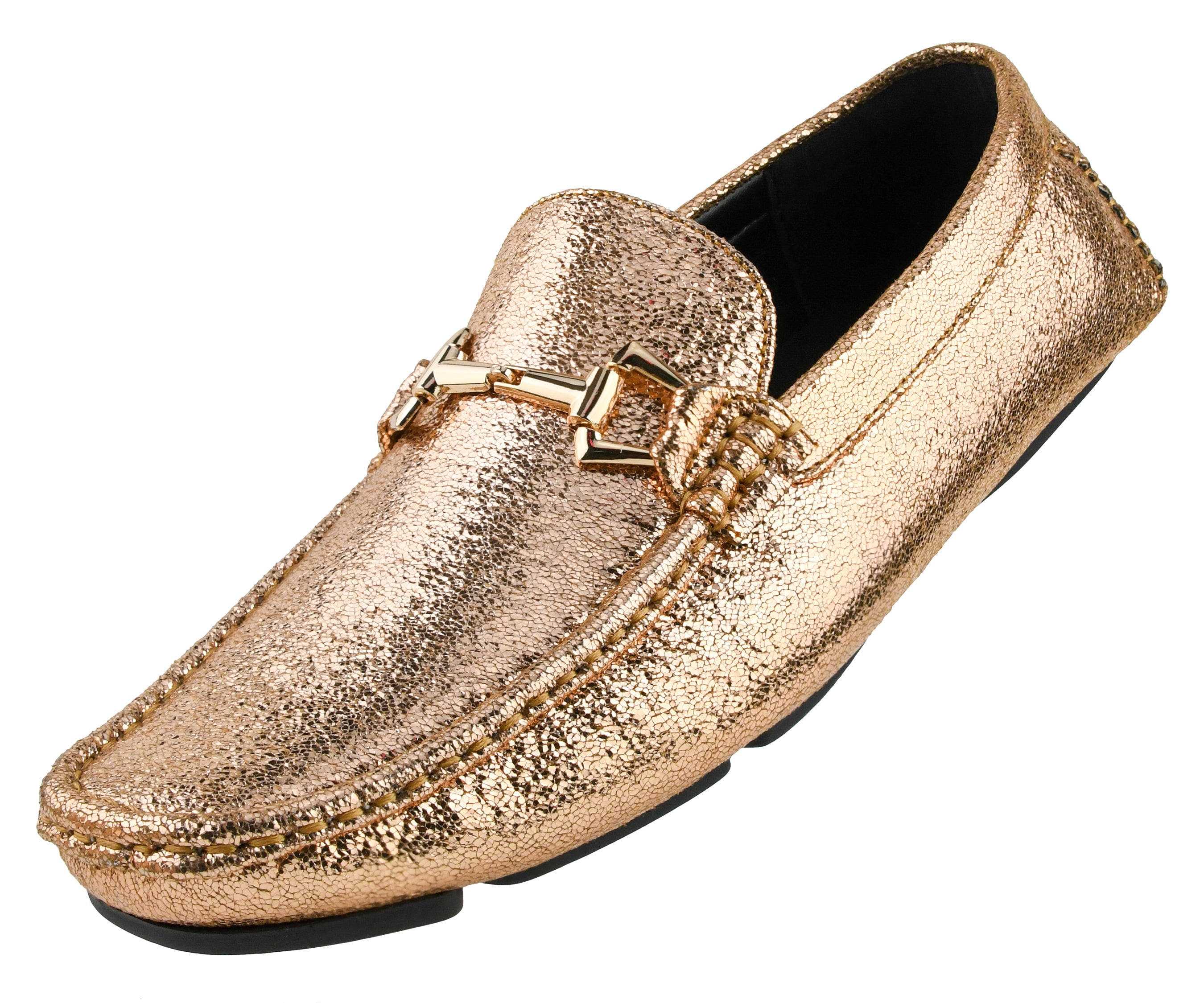 Amali Mens Metallic Dress Slip On Shoes Crakle Gold Size 10 - Walmart.com