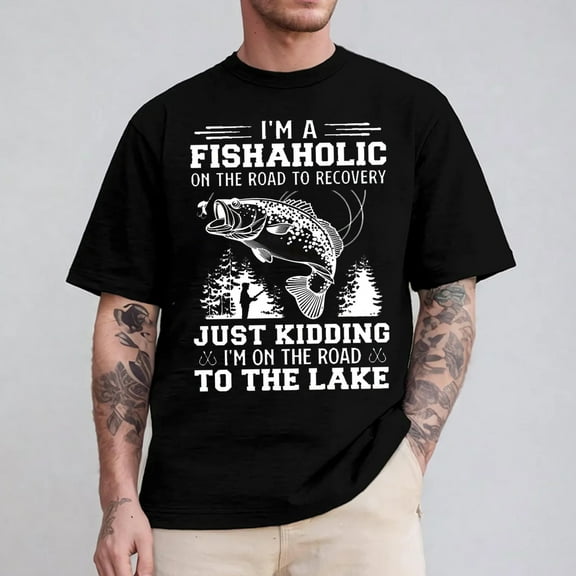 "I'm a Fishaholic" Fishing T-Shirt – Funny Fisherman Graphic Tee with Humorous Angler Quote