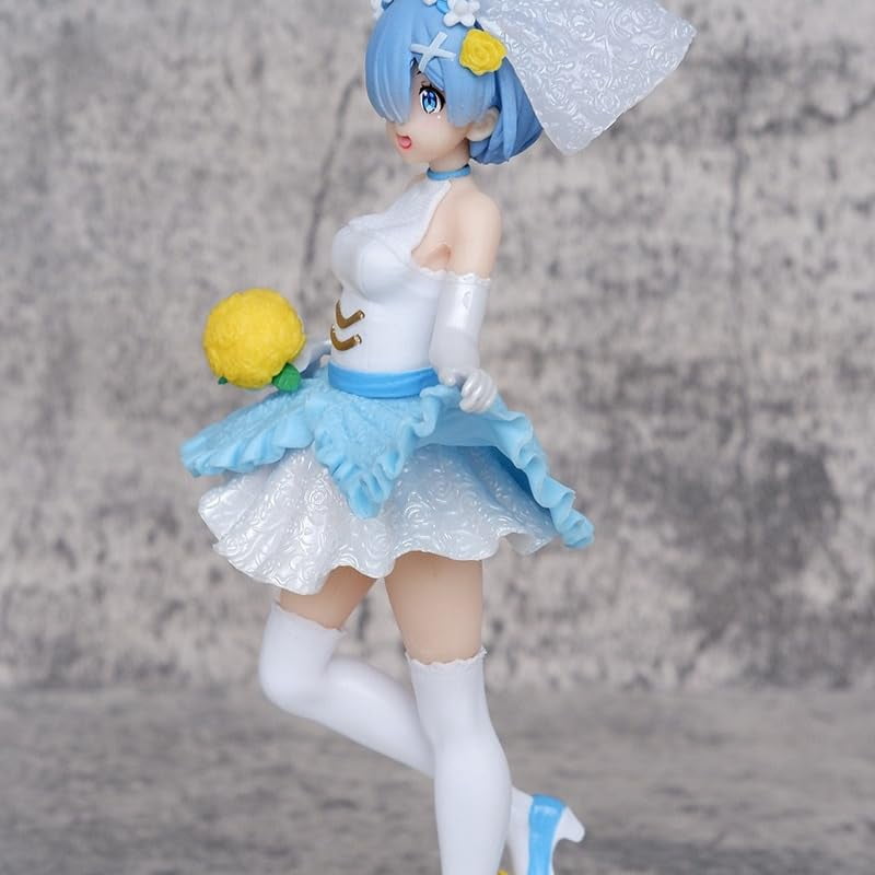 Newly Rem Figure Wedding Dress Rem Figurine 20cm/7.9inch Handmade PVC Anime Cartoon Manga Game Character Model Statue Collectible Craft Gift