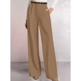 thumbnail image 5 of Womens Wide Leg Dress Pants Business Casual Flowy Work Palazzo Pants High Waisted Slacks Trousers Khaki L, 5 of 7