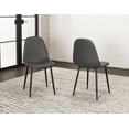 thumbnail image 4 of Leda Faux Leather Charcoal Gray Dining Chairs Black Legs Set of 2, 4 of 5