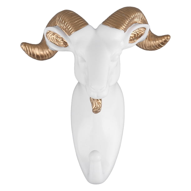 Gancho De Pared De Forma Animal Hanger Montada En Resina Para La Llave De Toalla De Abrigo, Decorativo Sin Gancho Colgante De Taladro Con Cuernos Extraíbles,