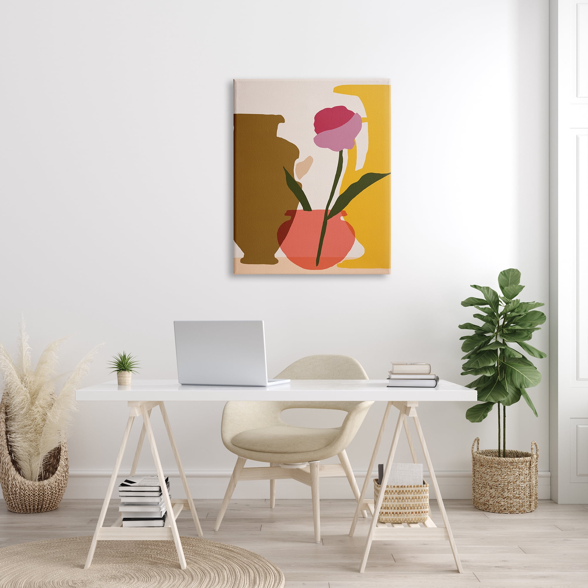Stupell Industries Abstract Pink Floral Bloom Antique Pottery Shapes, 30 x 40, Designed by Melissa Wang