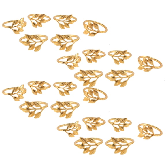 24Pcs/Lot Hotel Napkin Ring Holder Fall Leaves Buckle Christmas Wedding Gold