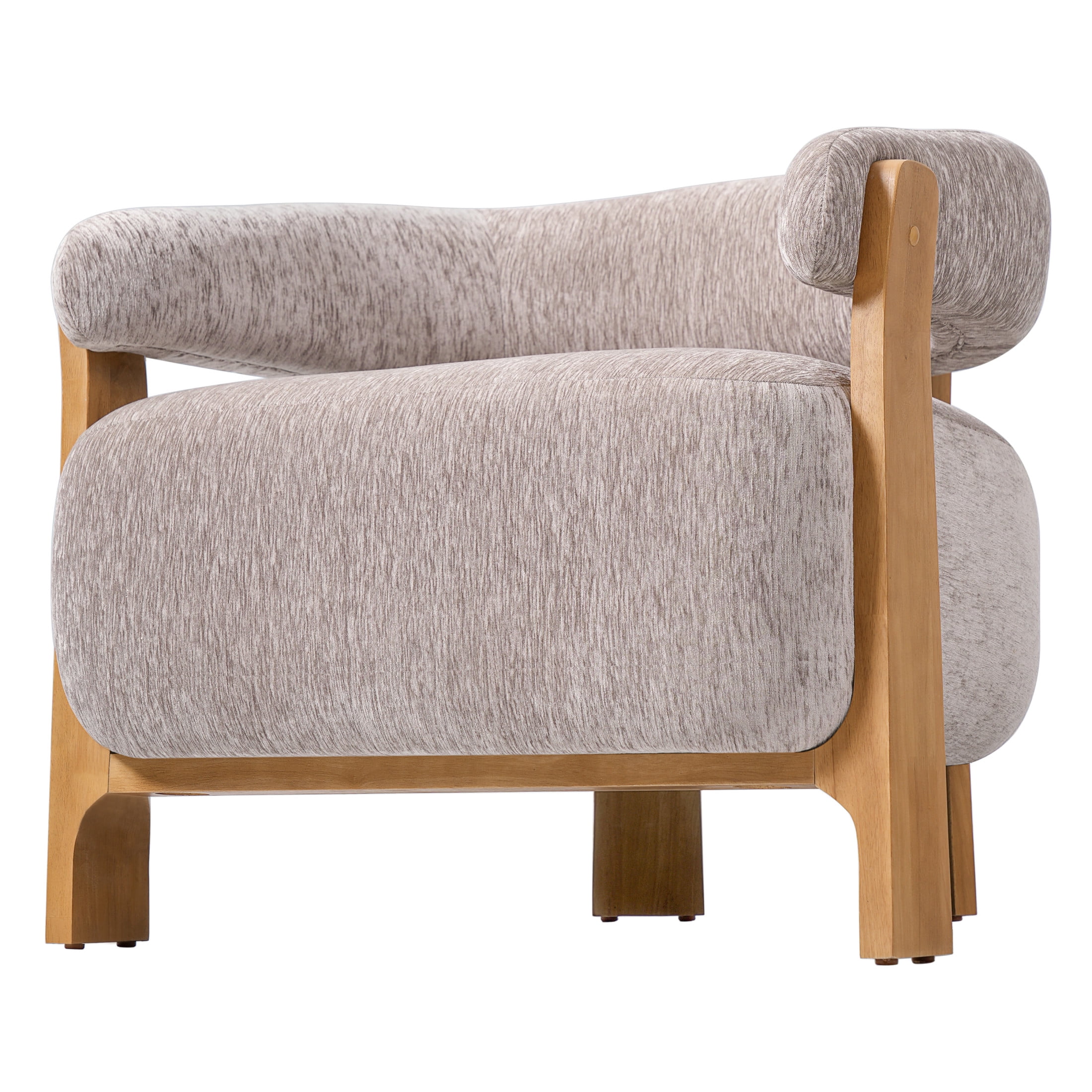 Christopher Knight Home Modern Curved Arm Accent Chair, Fabric Upholstery, Solid Wood Frame, Almond, Set of 2