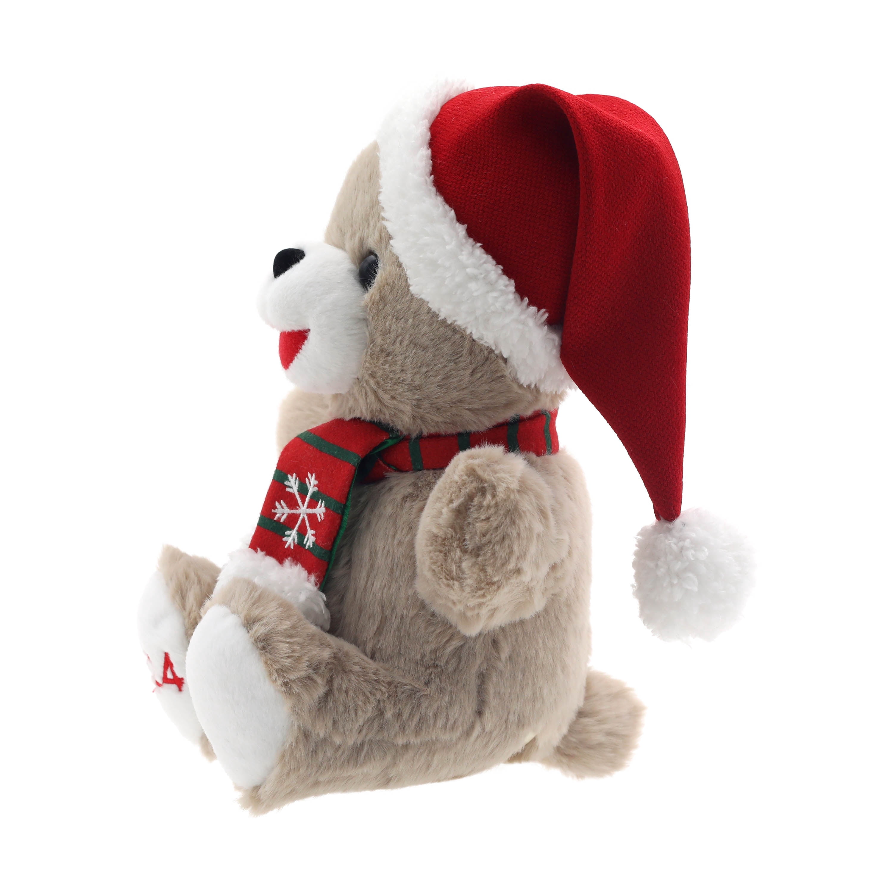 9IN Holiday Time Snowflake Teddy Brown and Red Boy